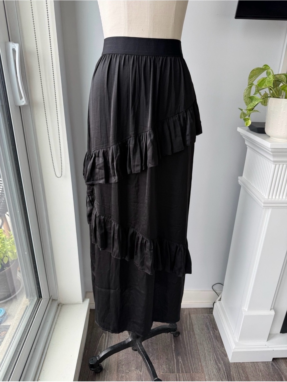 Seafolly Black Tiered Ruffle Maxi Skirt